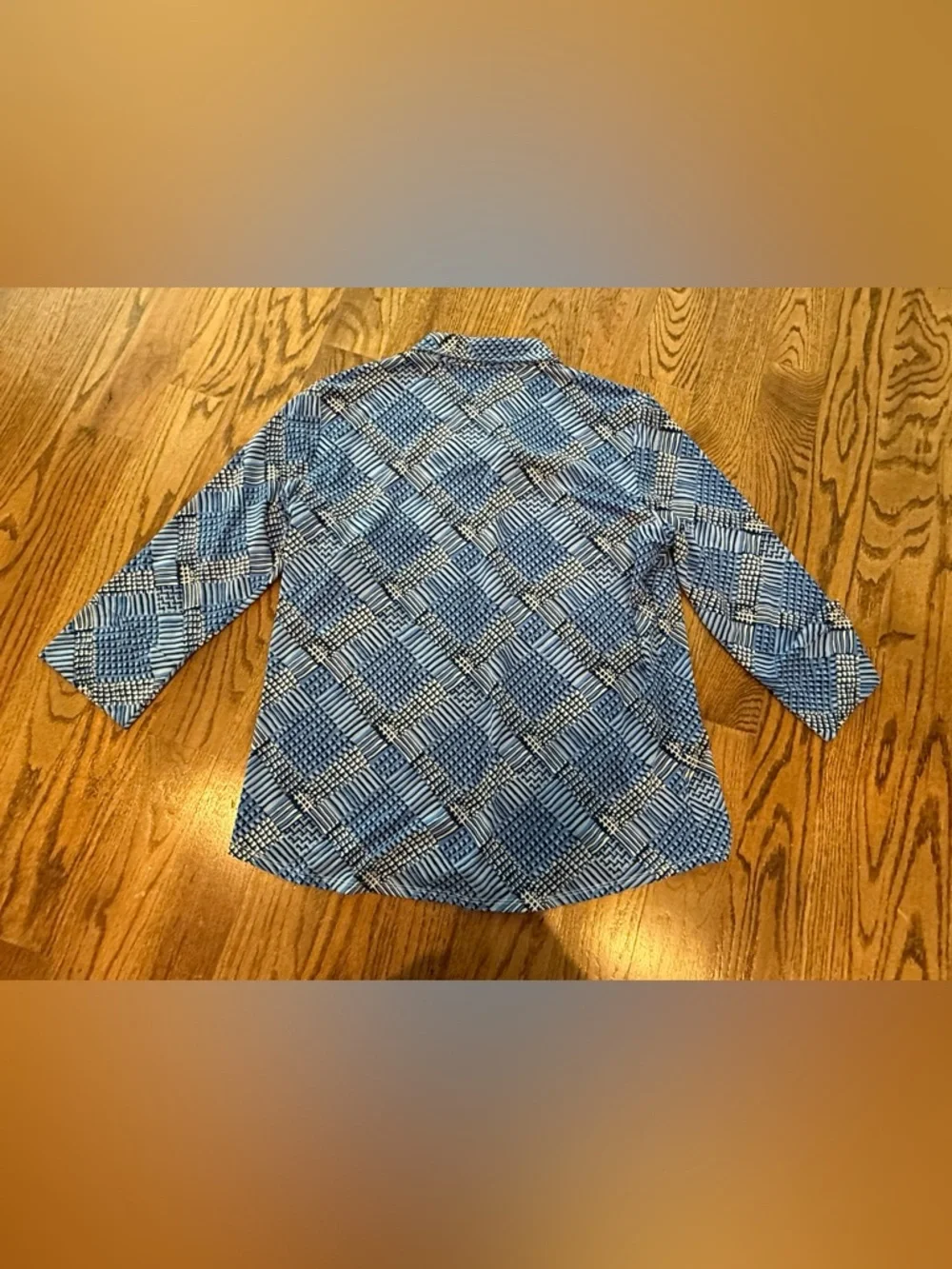J. McLaughlin Blue 3/4 Sleeve Collared Button Top Coastal Nautical size XL - Picture 5 of 5